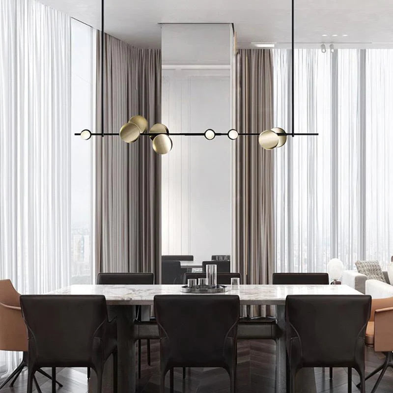 Modern LED lights placed in the dining room