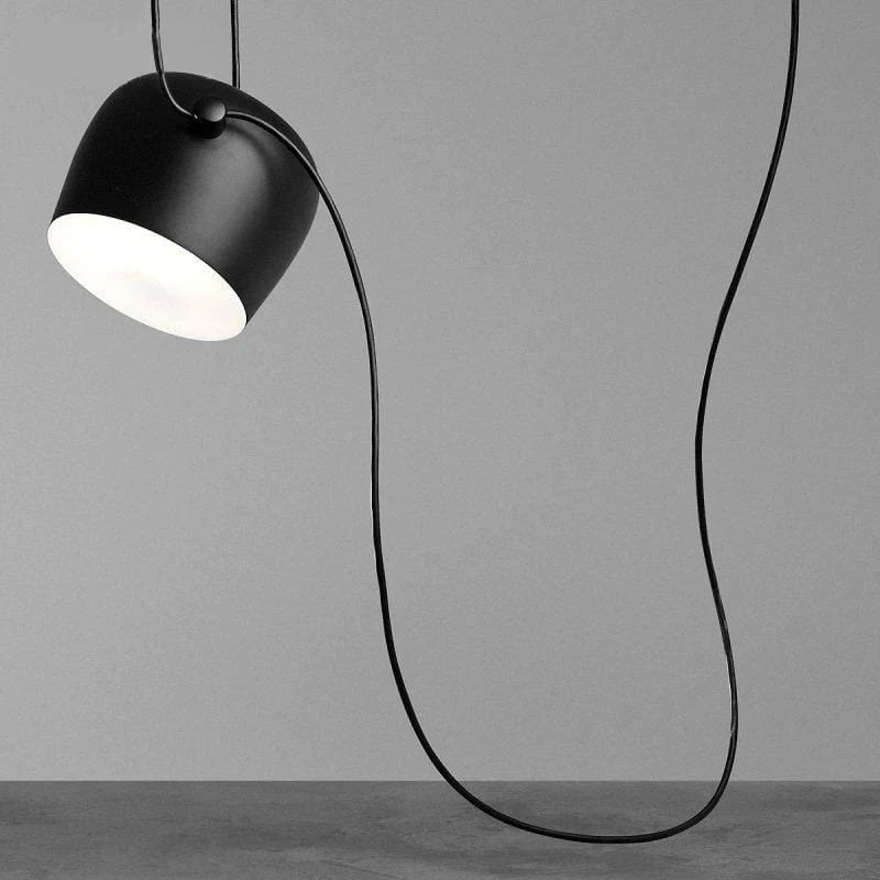 Black pendant light with a wire