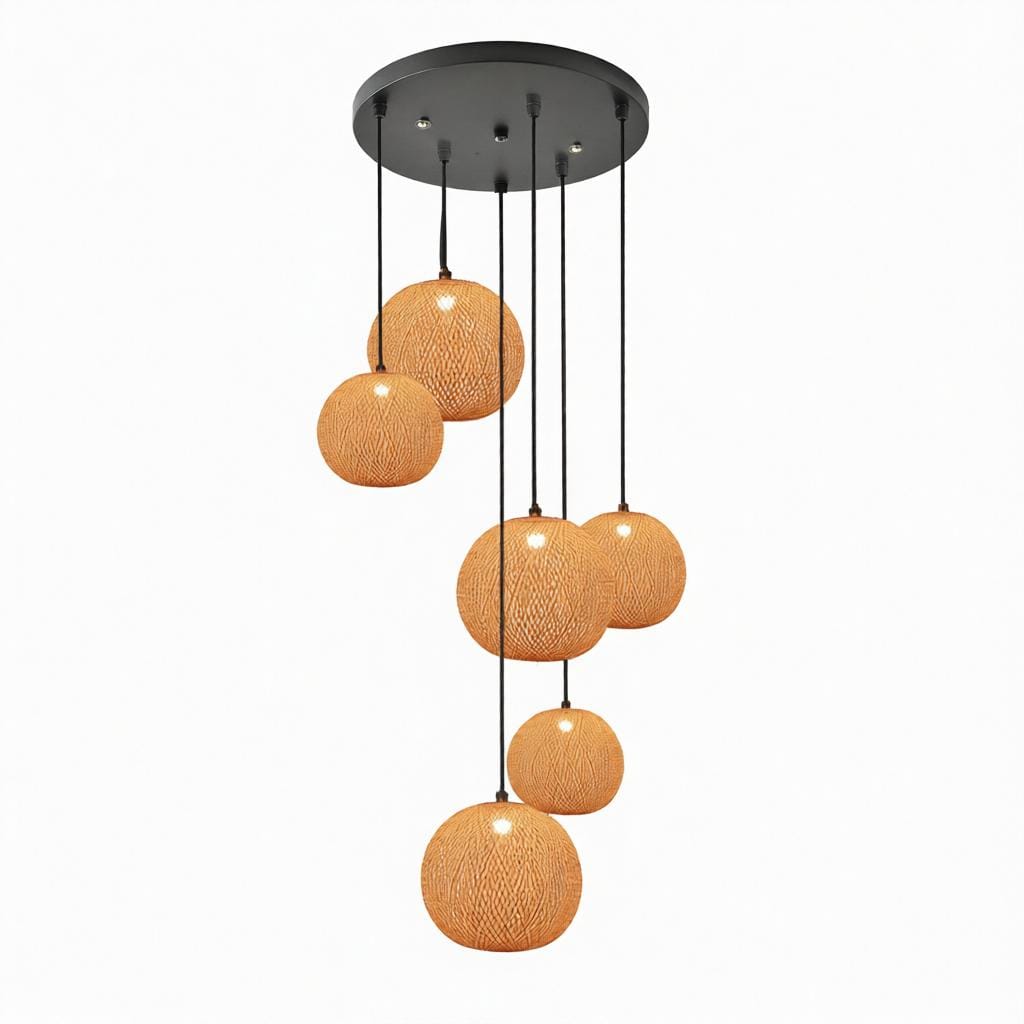 Lunastra 6 | Rattan Cluster Chandelier - Detail View #3 | HomeCartel