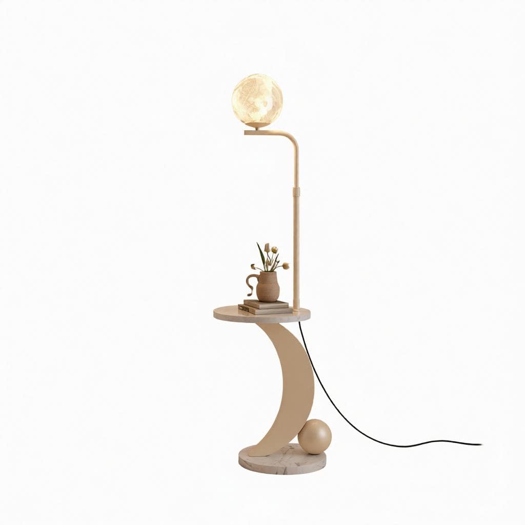 Cresalyn Moon Sphere | Integrated Shelf Floor Lamp