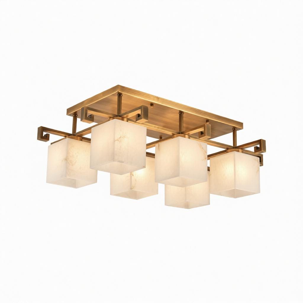 Valnela A | Alabaster Semi Flush Mounted Light