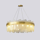 Soeren | Luxe White Glass Chandelier with Brass Detail
