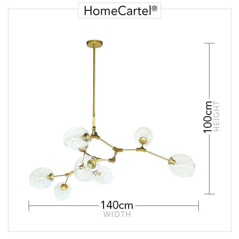 Vanja 7 A | Gold w/ Clear Glass Luxe Chandelier - Home Cartel ®