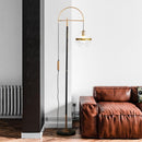 Synne | Glass with Brass Detail and Marble Base Floor Lamp