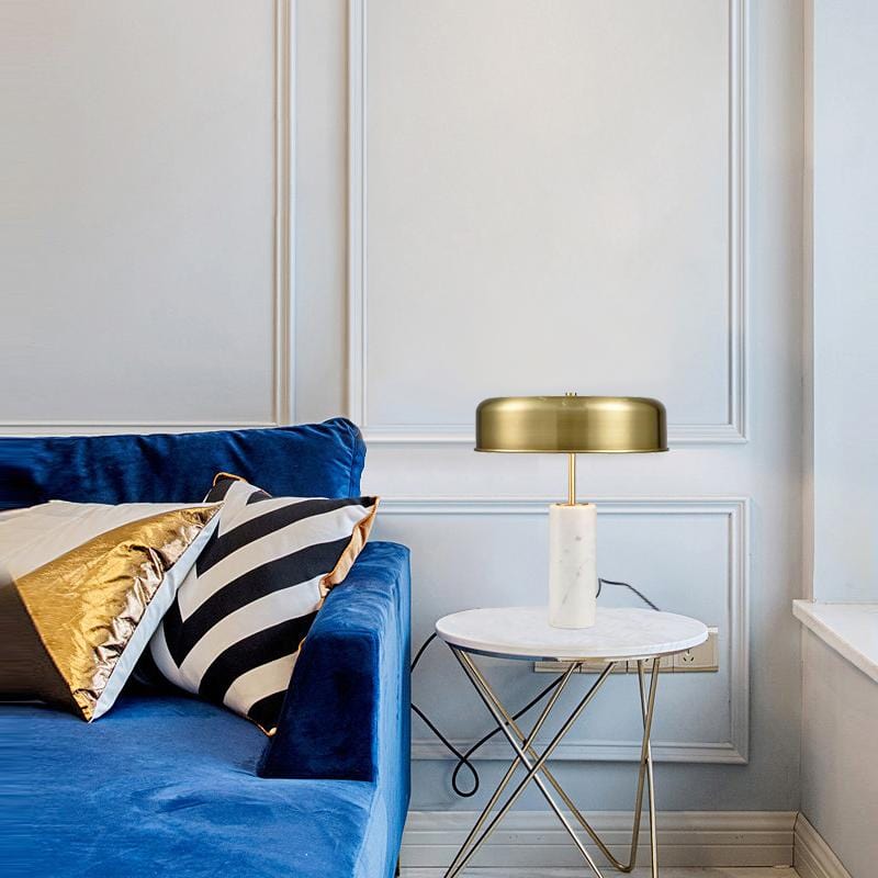 Vegard | Brass Shade with Marble Base Table Lamp - Home Cartel ®