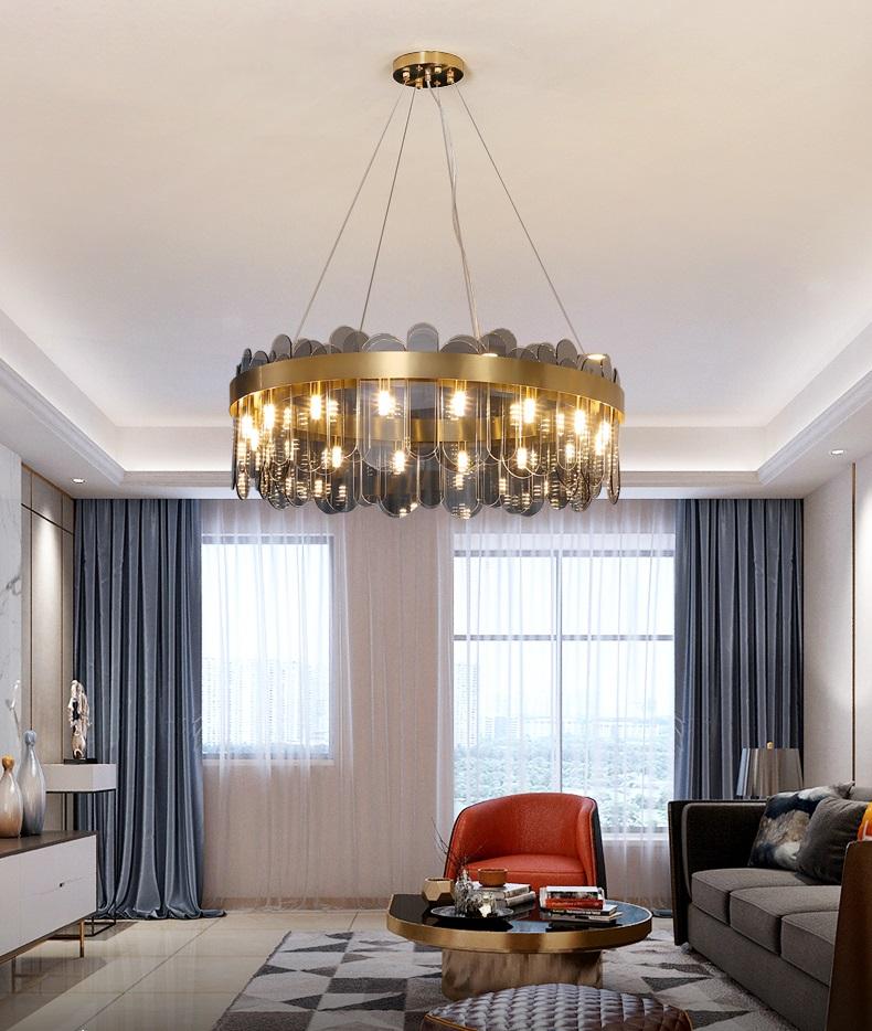 Soeren 80 | Luxe Smoked Glass Chandelier with Brass Detail - Home Cartel ®