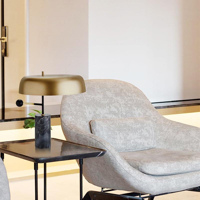 Nysse | Marble Base Metal Shade Table Lamp - Home Cartel ®