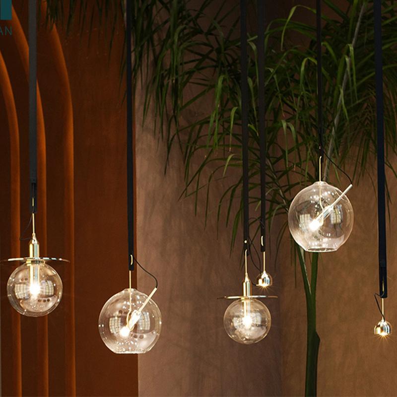 Thyra Mono | Leather and Glass Modern Pendant Light - Home Cartel ®
