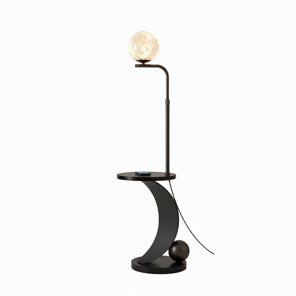 Cresalyn Moon Sphere | Integrated Shelf Floor Lamp