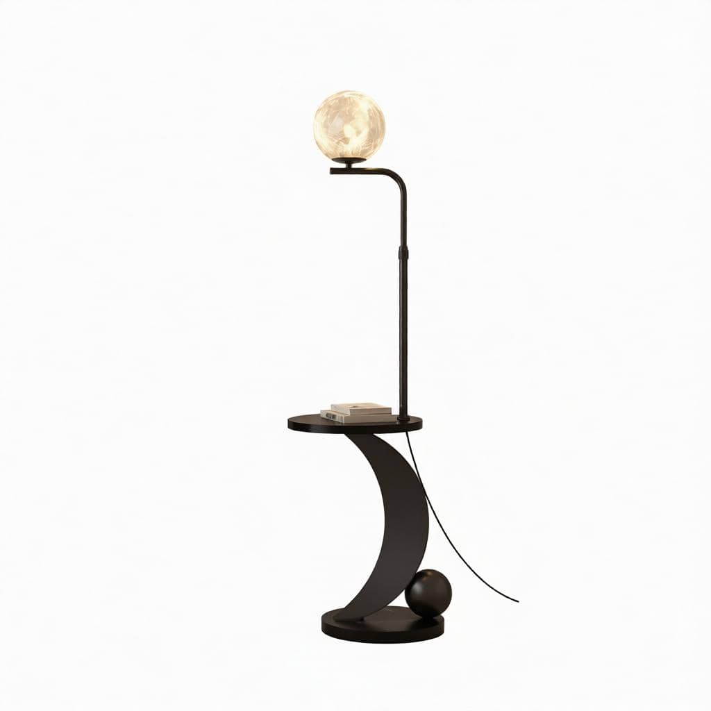 Cresalyn Moon Sphere | Integrated Shelf Floor Lamp