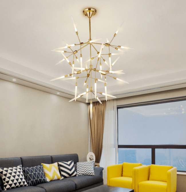 Karïn | Gold Chandelier w/ Frosted Glass - Home Cartel ®
