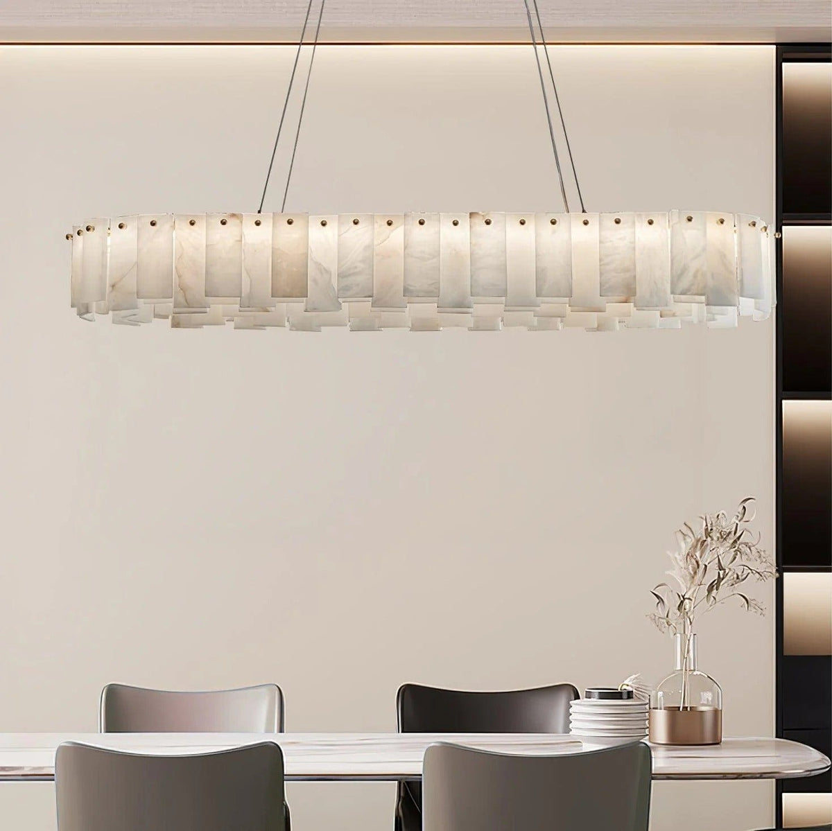 Tylindra Trois | Alabaster Linear Chandelier - Detail View #3 | HomeCartel
