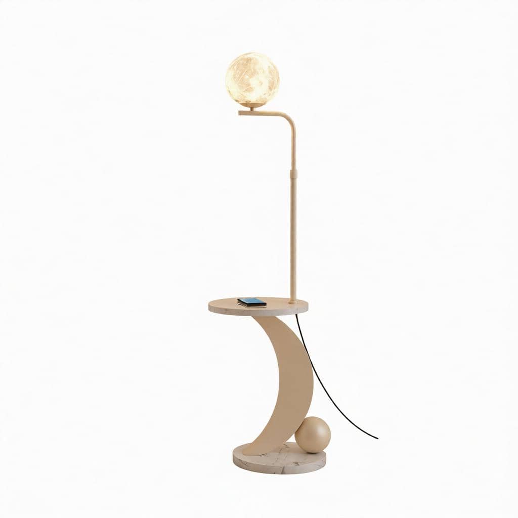 Cresalyn Moon Sphere | Integrated Shelf Floor Lamp