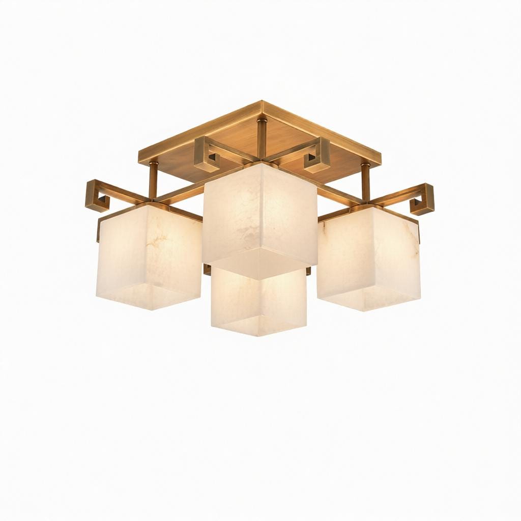 Valnela A | Alabaster Semi Flush Mounted Light