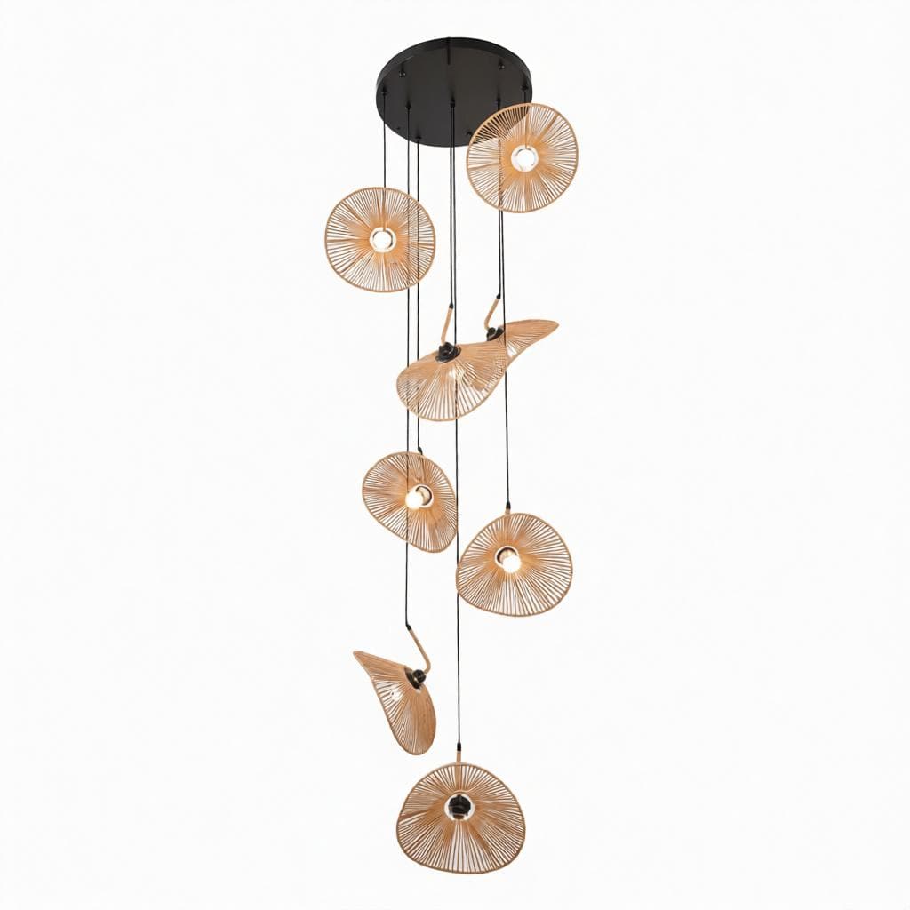 Halius | Rattan Cluster Chandelier - Detail View #6 | HomeCartel