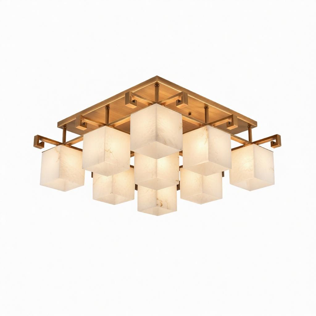 Valnela A | Alabaster Semi Flush Mounted Light