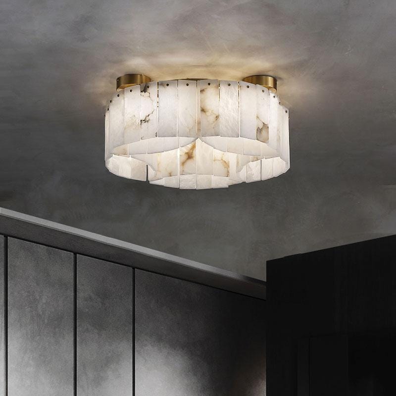 Orranar | Alabaster Semi Flush Mounted Light - Detail View #2 | HomeCartel