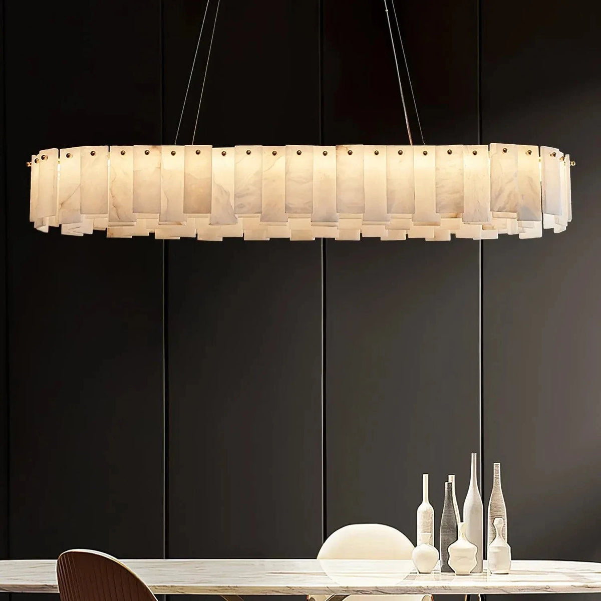 Tylindra Trois | Alabaster Linear Chandelier - Detail View #4 | HomeCartel