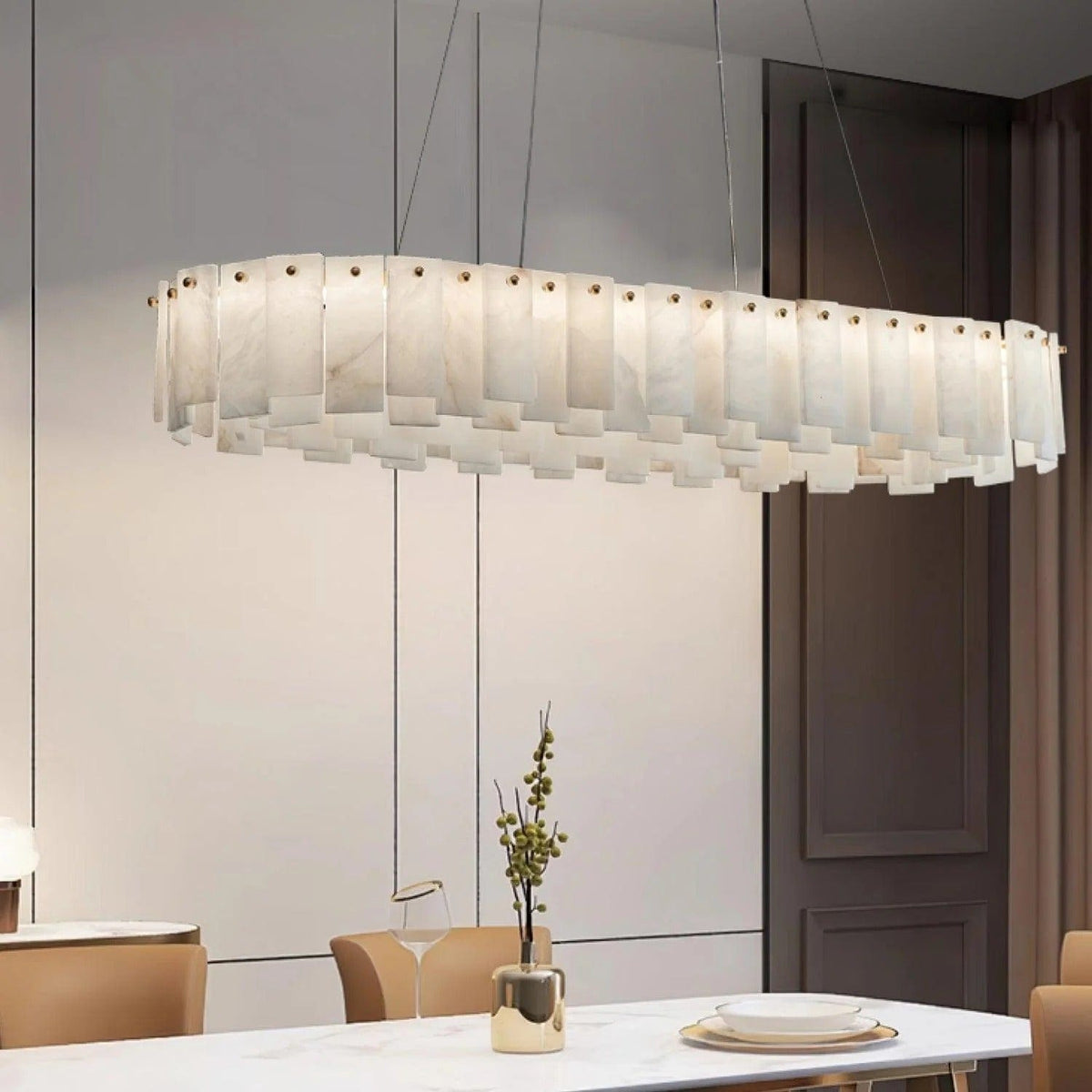 Tylindra Trois | Alabaster Linear Chandelier - Detail View #2 | HomeCartel