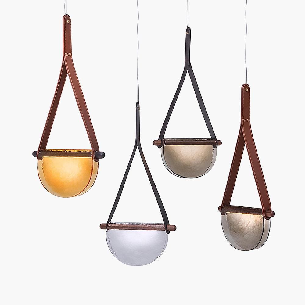 Emani | Modern Glass and Leather Belted Pendant Light - Home Cartel ®