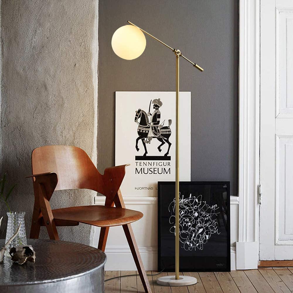 Tonje | Glass Sphere with Marble Base Floor Lamp - Home Cartel ®