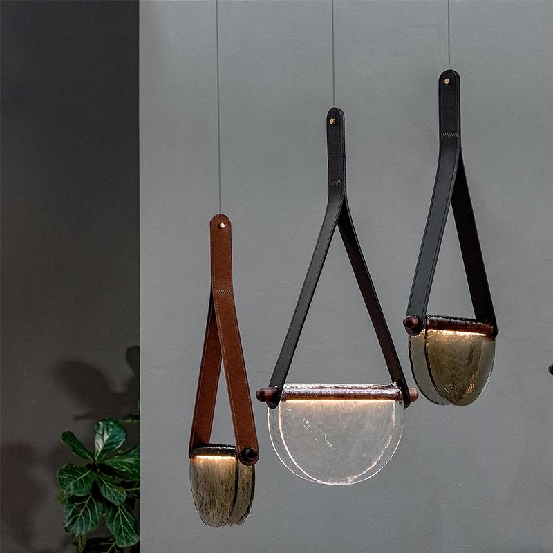 Emani | Modern Glass and Leather Belted Pendant Light - Home Cartel ®