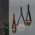 Emani | Modern Glass and Leather Belted Pendant Light