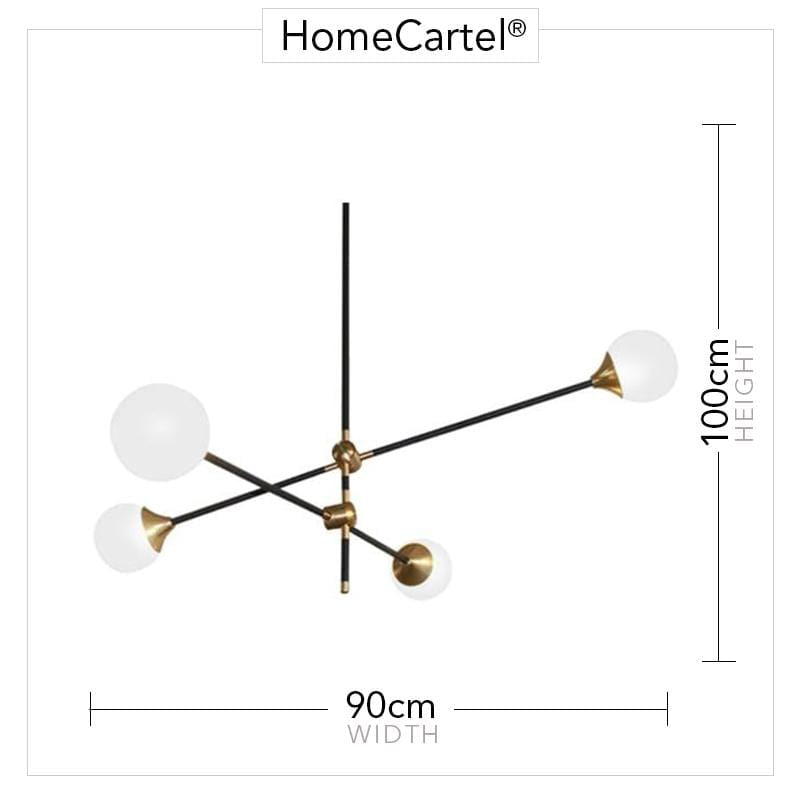 Nola 4 A | Black w/ Frosted Glass Balls Modern Chandelier - Home Cartel ®