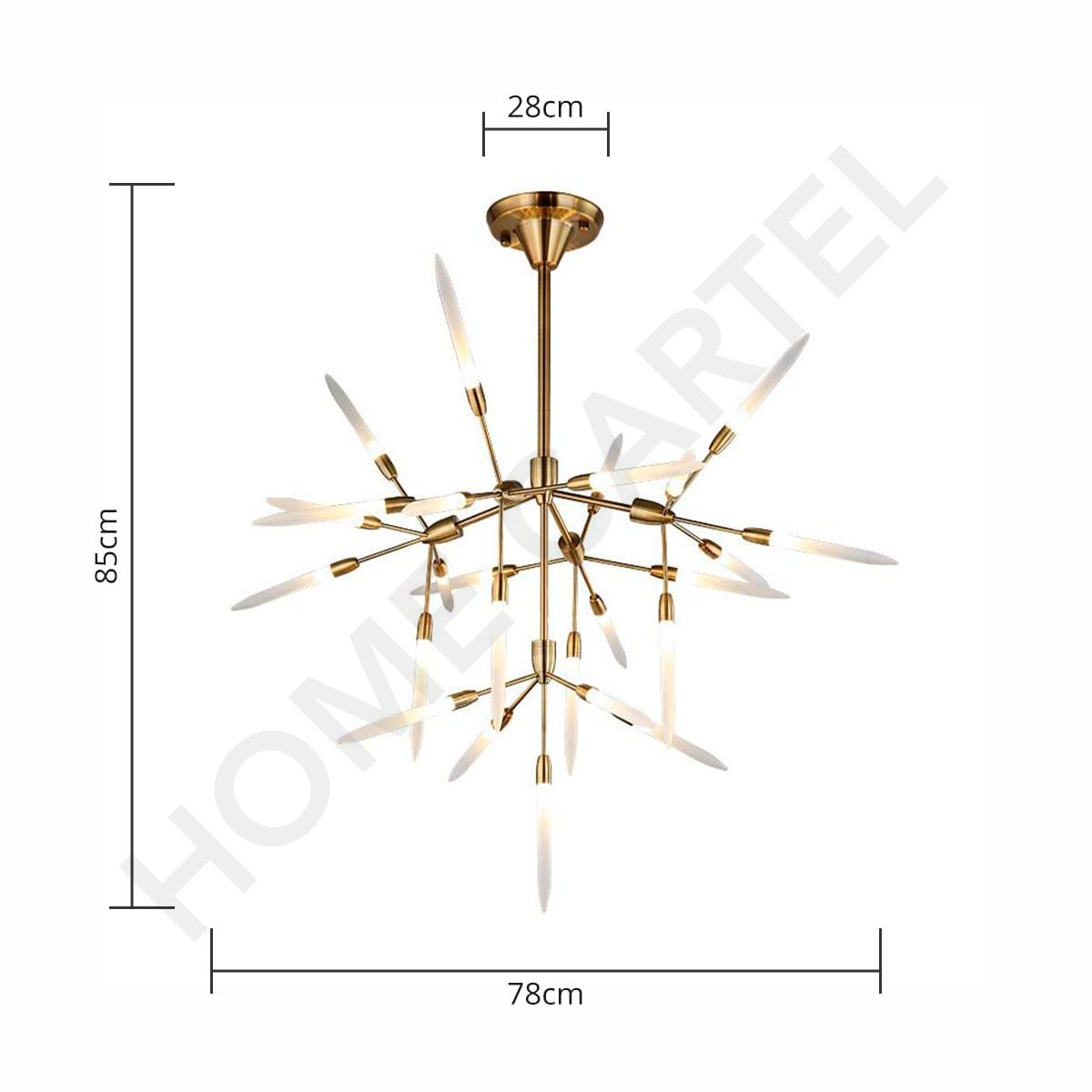 Karïn | Gold Chandelier w/ Frosted Glass - Home Cartel ®