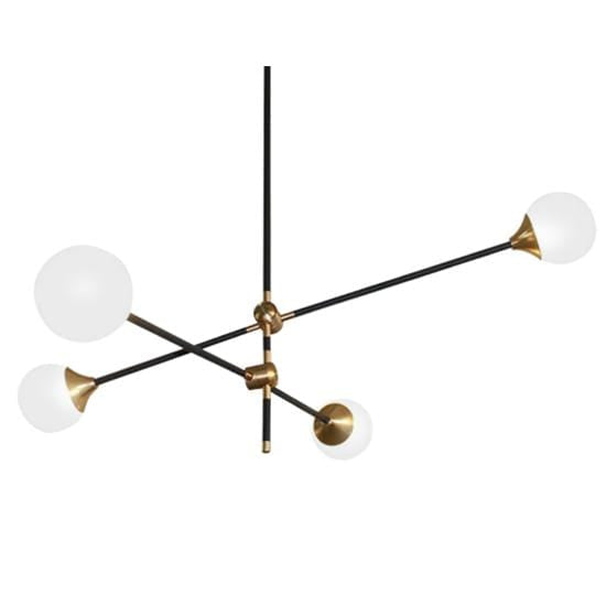 Nola 4 A | Black w/ Frosted Glass Balls Modern Chandelier - Home Cartel ®