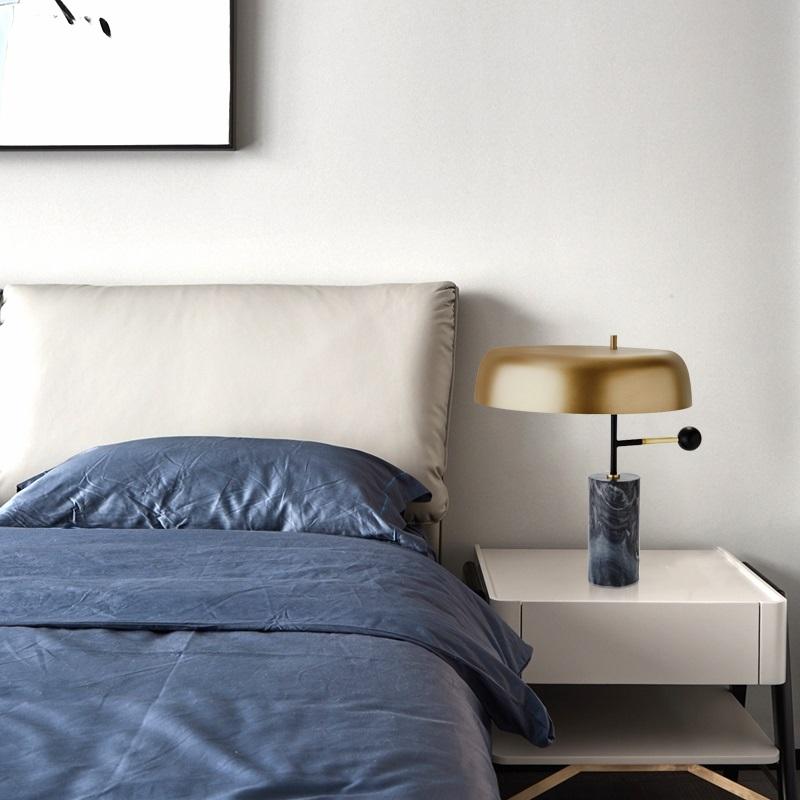 Nysse | Marble Base Metal Shade Table Lamp - Home Cartel ®