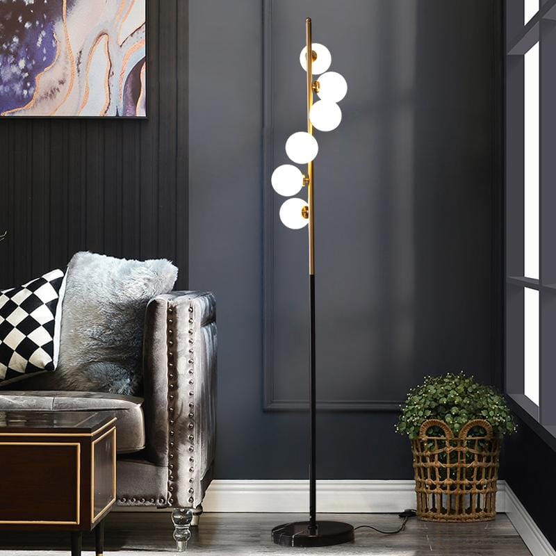 Synnove | Glass Sphere with Marble Base Floor Lamp - Home Cartel ®