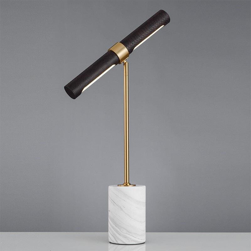 Lafayette | Leather with Marble Base Modern Table Lamp - Home Cartel ®