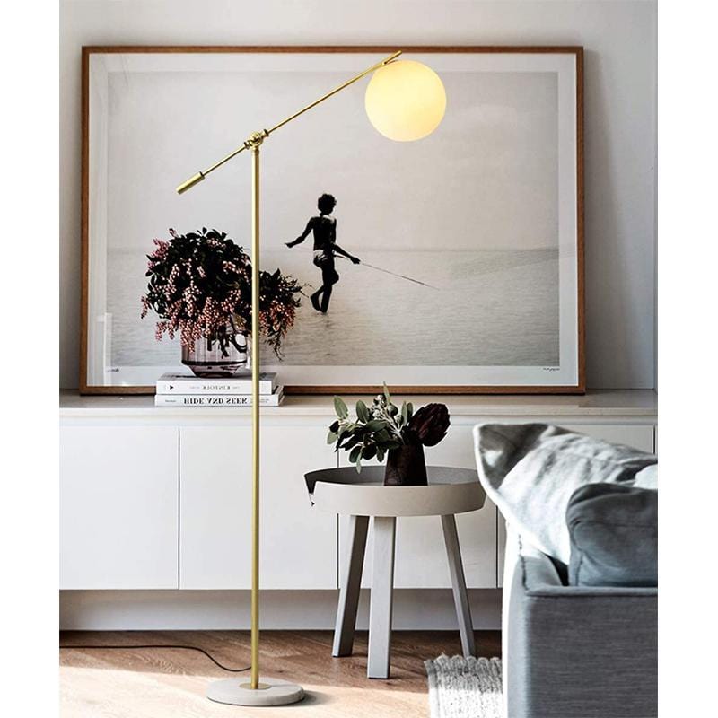 Tonje | Glass Sphere with Marble Base Floor Lamp - Home Cartel ®