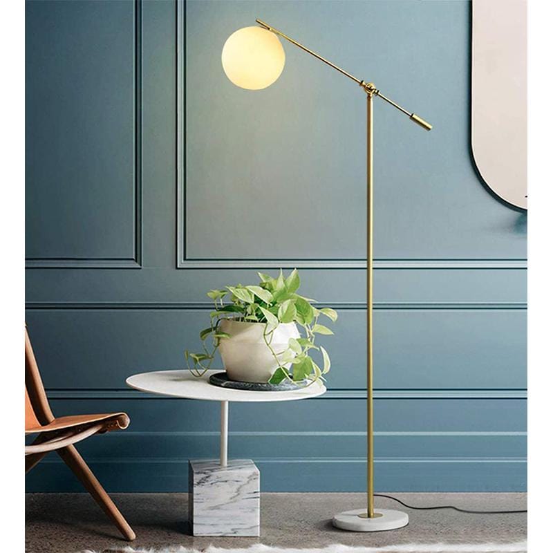 Tonje | Glass Sphere with Marble Base Floor Lamp - Home Cartel ®