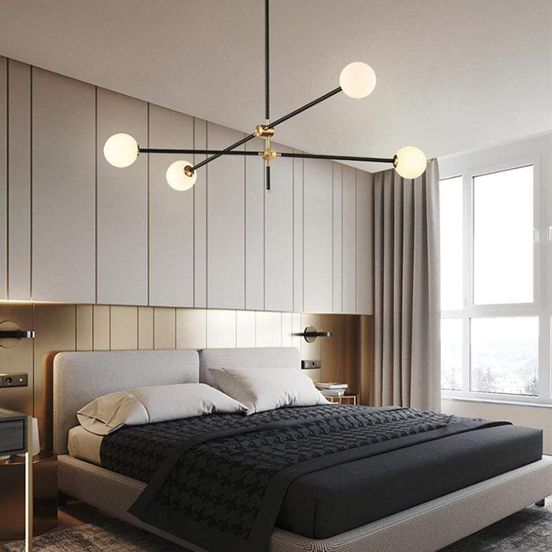 Nola 4 A | Black w/ Frosted Glass Balls Modern Chandelier - Home Cartel ®
