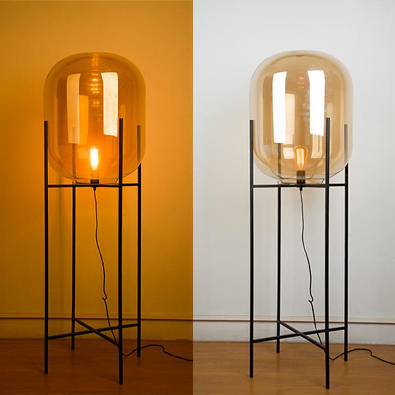Asmund | Amber Glass Floor Lamp
