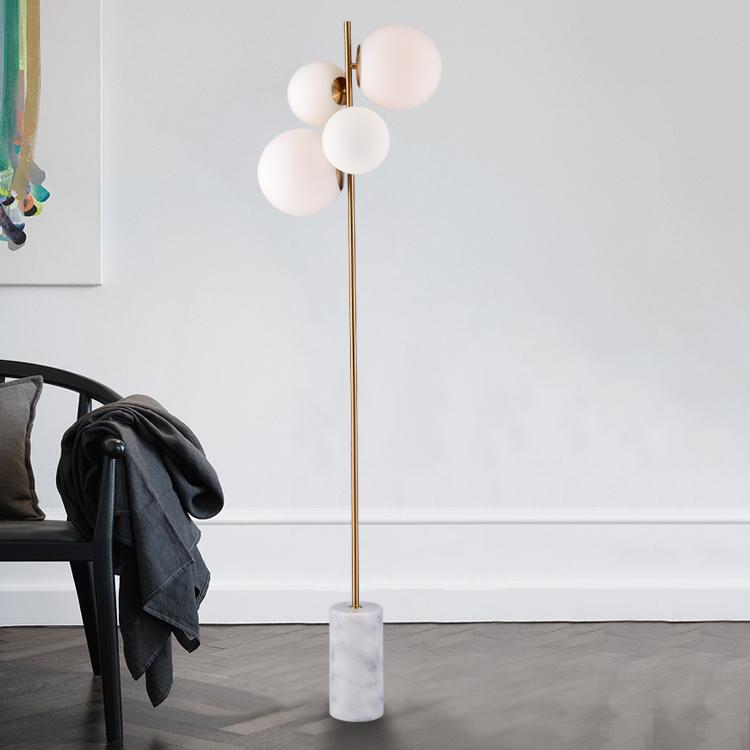 Trolloni | Glass Sphere and Marble Floor Lamp