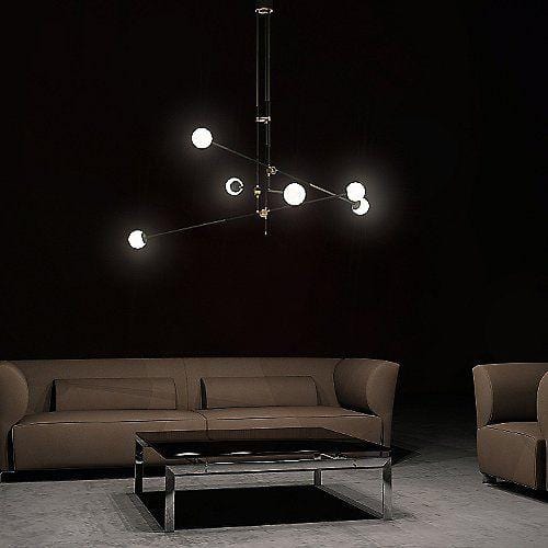 Nola 6 | Black w/ Frosted Glass Balls Modern Chandelier - Home Cartel ®