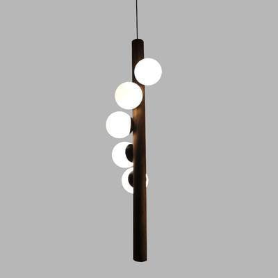 Iver Tu |  Wooden Finish with Glass Pendant Light