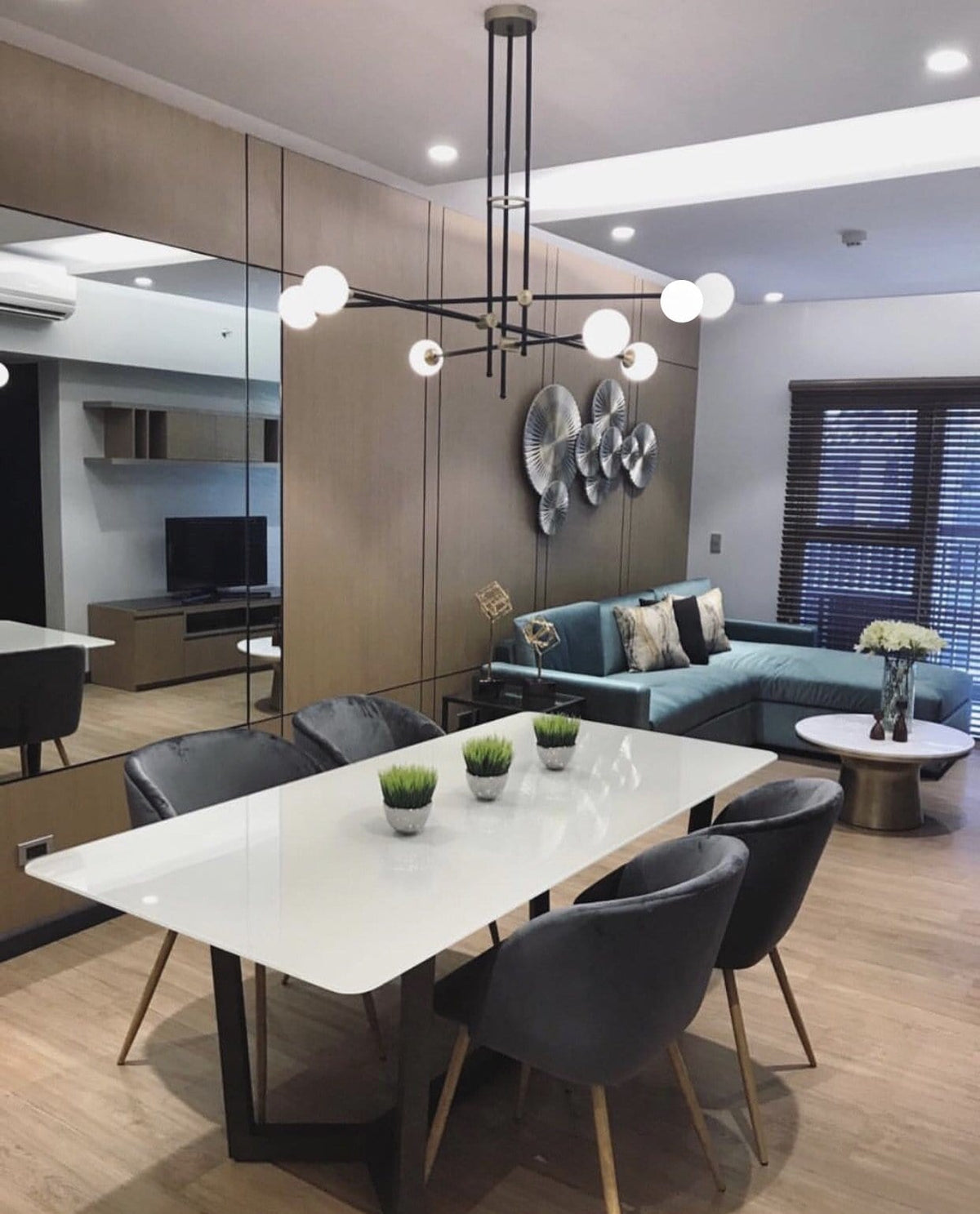 Nola 6 | Black w/ Frosted Glass Balls Modern Chandelier - Home Cartel ®
