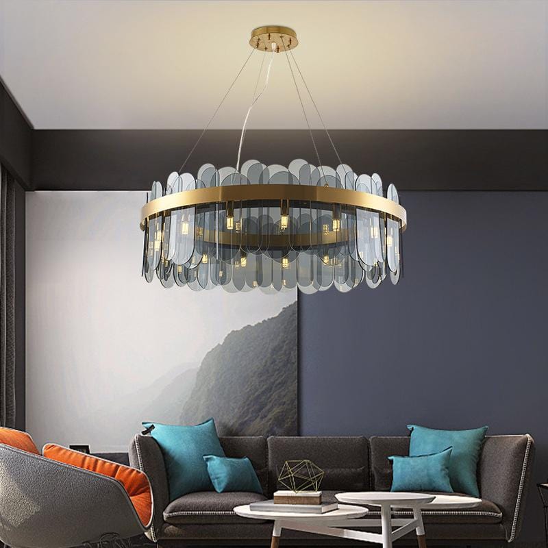 Soeren 80 | Luxe Smoked Glass Chandelier with Brass Detail - Home Cartel ®