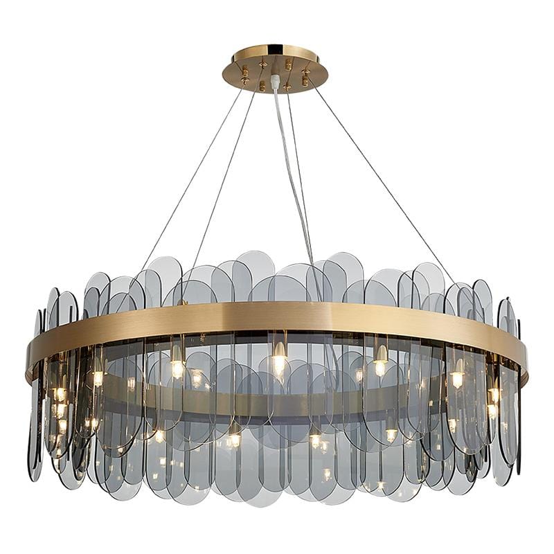 Soeren 80 | Luxe Smoked Glass Chandelier with Brass Detail